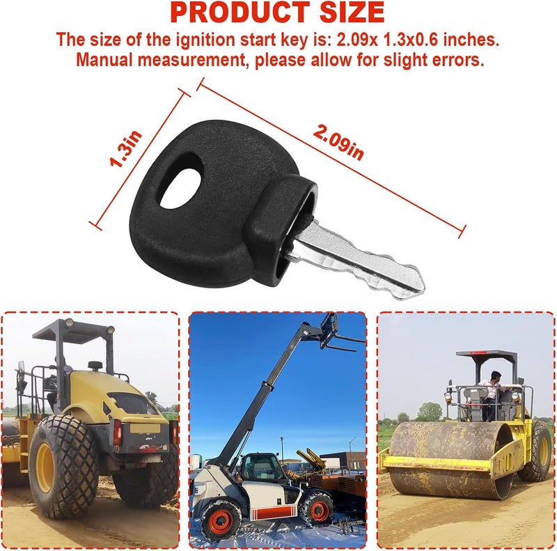 VIDABTE 14707 Heavy Equipment Ignition Key, Ignition Keys for Hamm Bomag Volvo Bobcat Caterpillar JCB New Holland Dynapac Terex Skytrak 14707 5755124 8035807 8U-9569 14603(10 packs) - Image 3